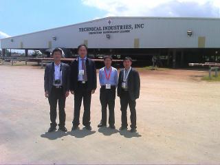 Allen Feng, international trade manager of Baoshida; Xingjun Shang, CEO of Baoshida; Frank Wang; Xiangkun Zhao, General Manager of Dongying Weima Petroleum Drilling Tools CO, LTD